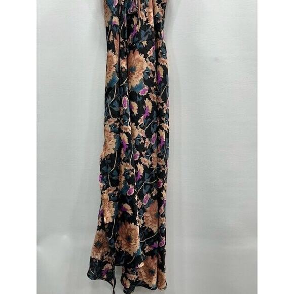 Astr The Label Womens Gaia Maxi Slip Dress Floral Satin Black Front Slit Size M‎ - Picture 6 of 14